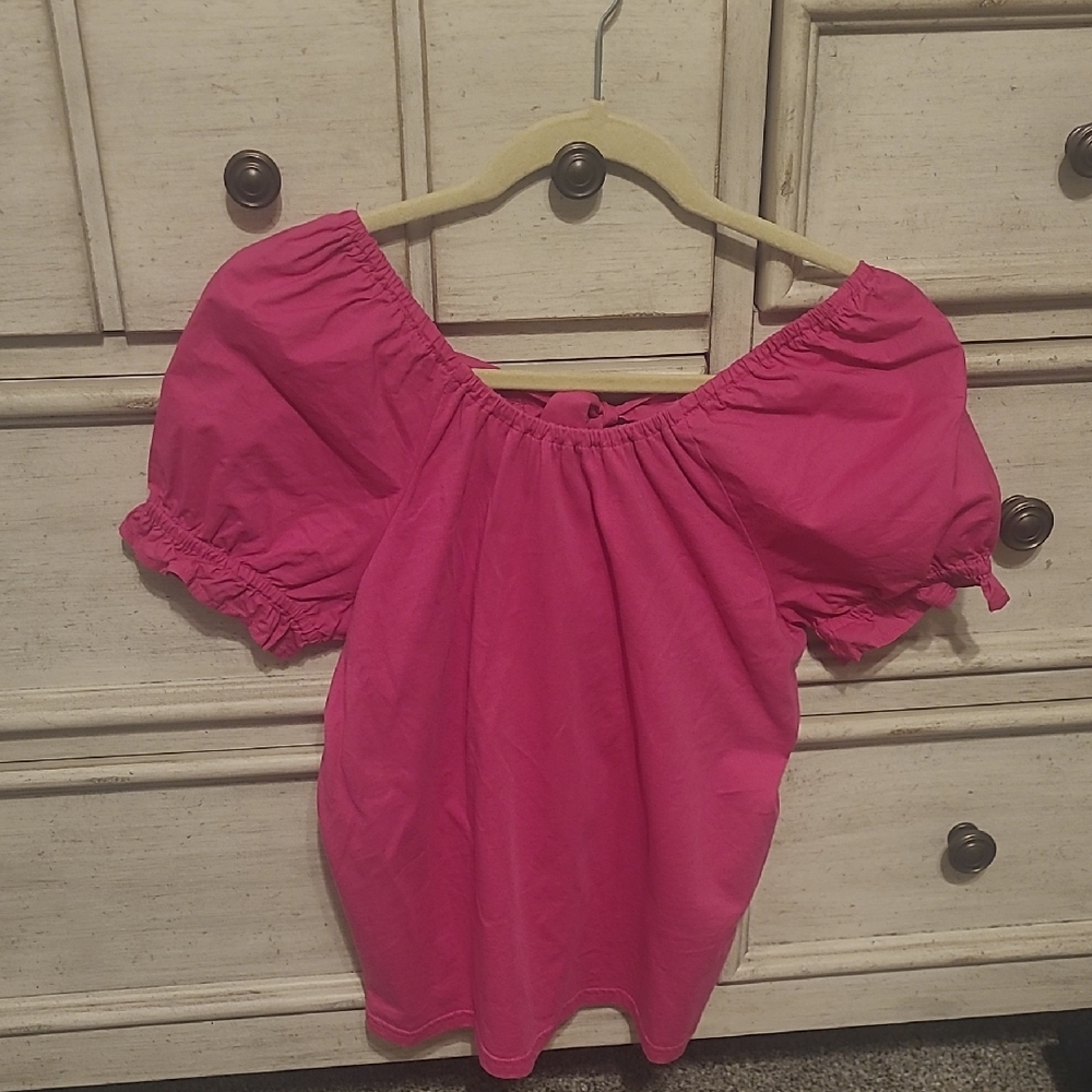 J. Crew Vibrant Pink Off-Shoulder Blouse